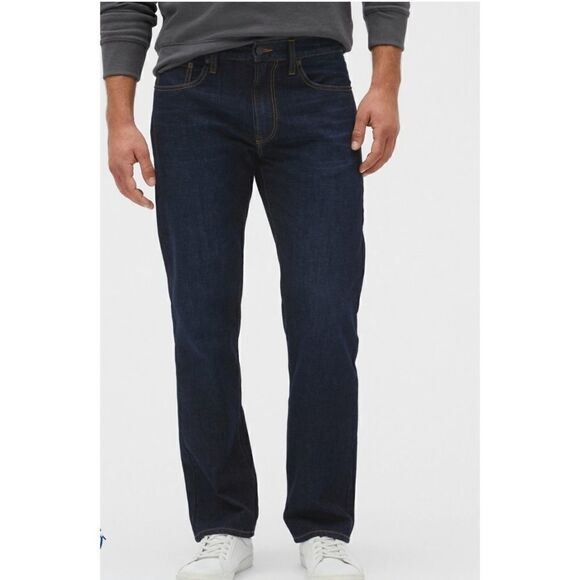 Men's Gap Dark Wash Denim Athletic Cut Jeans Size 33×32 - Picture 1 of 6